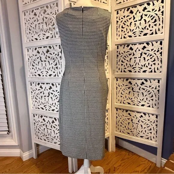 NWT Calvin Klein Black and White Checkered Midi Dress  Sz 10 - Picture 2 of 5